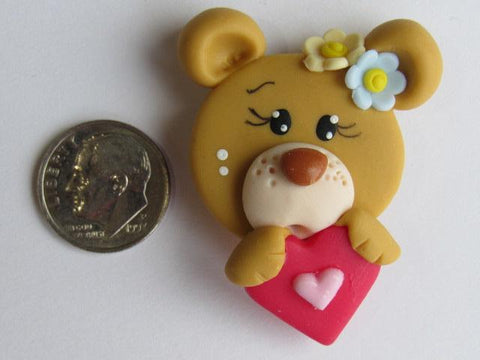 Needle Minder ~ Bear w/Heart (Clay) Special Price for Valentine's Day!!!