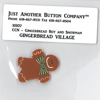 Country Cottage  ~ Gingerbread Boy & Snowman JABC GB Button