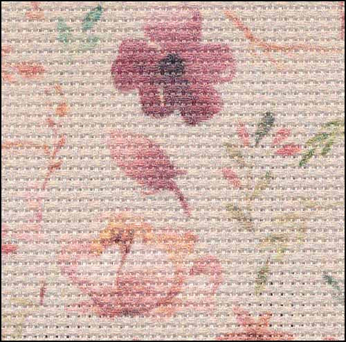 16ct Aida ~  Blooms on Pink ~ Random Cut  17" x 19"
