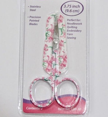 Pink Flower Embroidery Scissors ~ 3 3/4" w/matching sheath