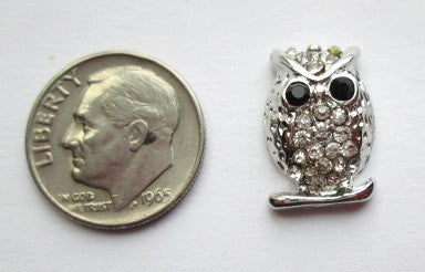 Needle Minder ~ Small Silver Rhinestone Owl