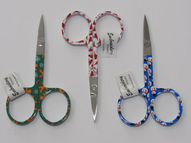3 3/4"  Christmas Embroidery Scissors  ~ SET OF 3