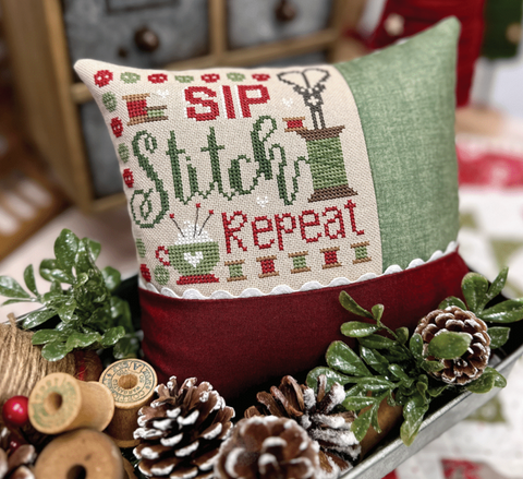 Primrose Cottage Stitches ~ Sip Stitch Repeat (change colors for anytime of year!)