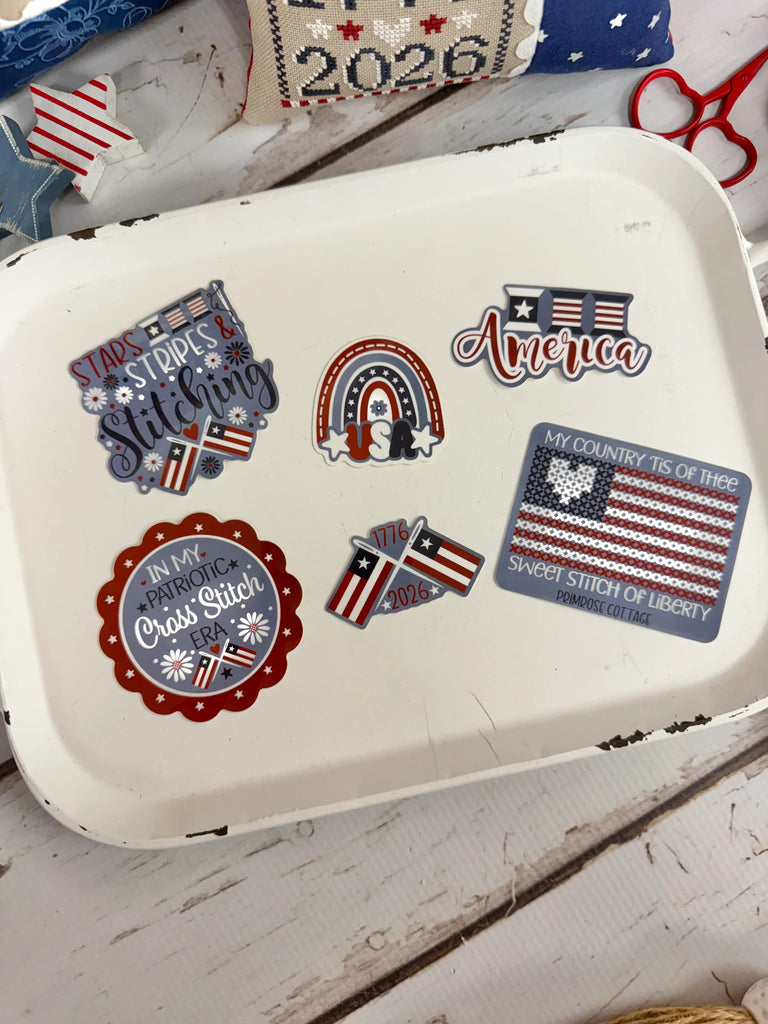Primrose Cottage Stitches ~ 4th of July Sticker Pack