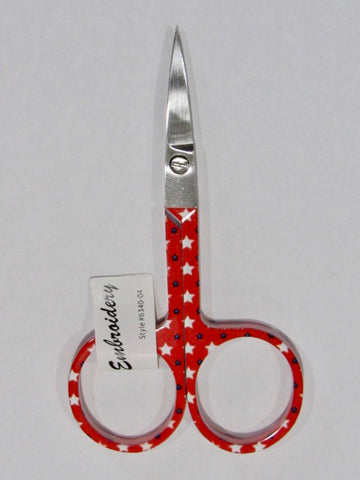 Patriotic Embroidery Scissors ~ Red w/Stars