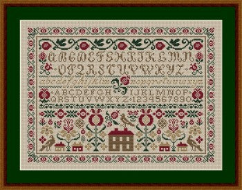 Happiness Is Heart Made ~ Pomegranate Alphabet Sampler