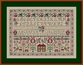 Happiness Is Heart Made ~ Pomegranate Alphabet Sampler