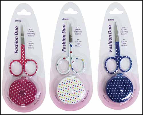 Dotted Duo Embroidery Scissors & Measuring Tape (Assorted ) Limited # of each!