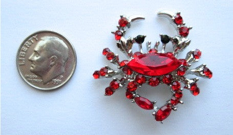 Needle Minder ~ Red Rhinestone Crab
