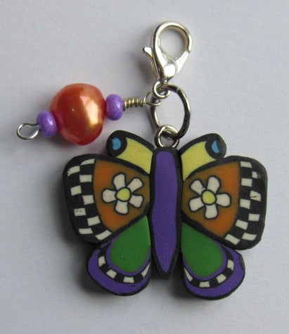Clip/Zipper Pull w/Baroque Pearl ~ Butterfly A  (ONE OF A KIND!)