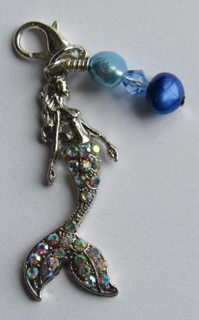 Clip/Zipper Pull w/Baroque Pearl ~ Mermaid A (Blue)