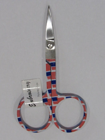 Patriotic Embroidery Scissors ~ White w/Flags