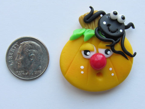 Needle Minder ~ Silly Pumpkin & Spider (Clay)