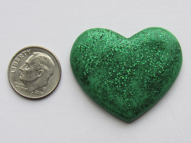 Needle Minder - Green Glitter Heart (Clay) ONE OF A KIND!