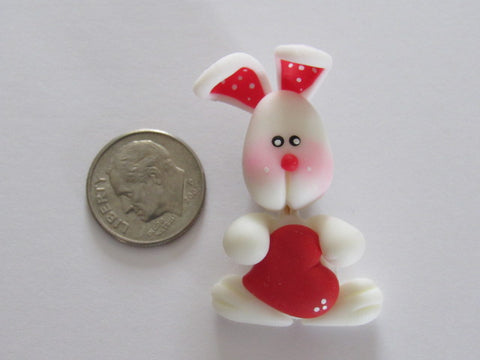 Needle Minder ~ Bunny w/Red Heart (Clay)