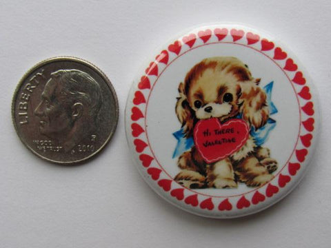 1.25" Button Magnet ~ Vintage Valentine's #6 - Pup Valentine