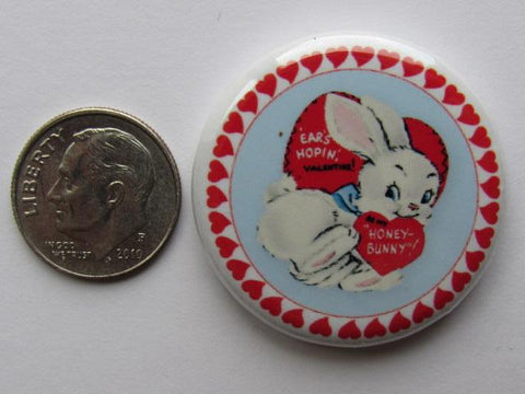 1.25" Button Magnet ~ Vintage Valentine's #4 - Honey Bunny