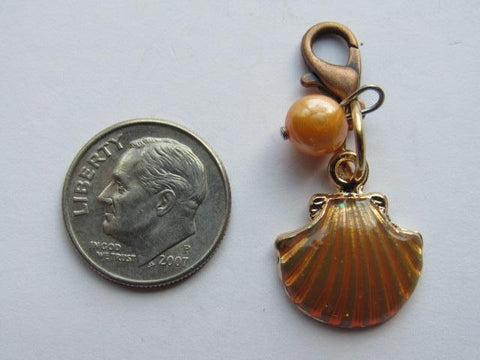 One of a Kind ~ Zipper Pull w/Baroque Pearl ~ Seashell #1