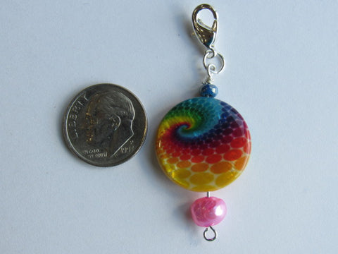 One of a Kind - Zipper Pull w/Baroque Pearl ~ Tie Dyed w/ Pink Pearl - PRETTY!!!