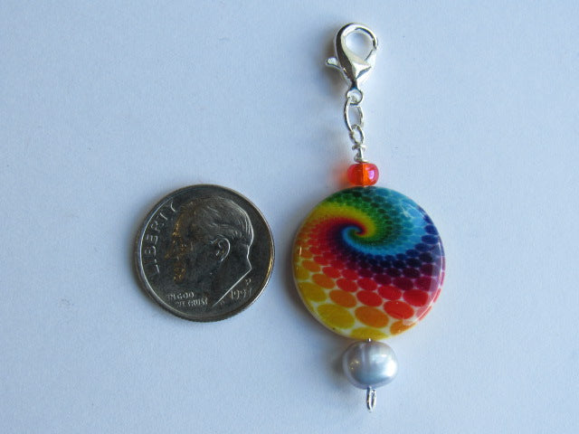 One of a Kind - Zipper Pull w/Baroque Pearl ~ Tie Dyed w/Light Blue Pearl - PRETTY!!!