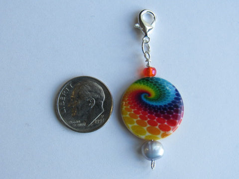 One of a Kind - Zipper Pull w/Baroque Pearl ~ Tie Dyed w/Light Blue Pearl - PRETTY!!!