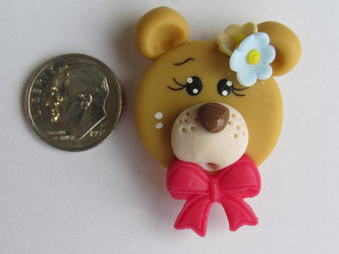 Needle Minder ~ Bear w/Red Bow (Clay) Special Price for Valentine's Day!!!