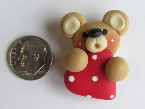 Needle Minder ~ Bear w/Red Heart (Clay) Special Price for Valentine's Day!!!