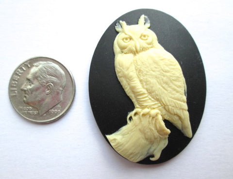 Needle Minder ~ Horned Owl on Black