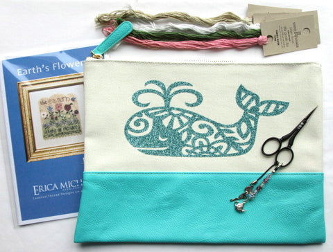 Project Zipper Bag - Mint Green & Jade Glitter Whale