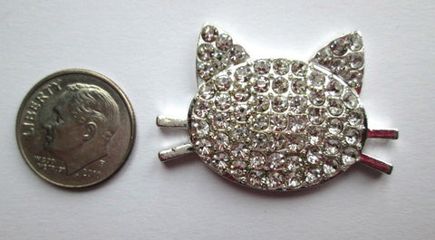 Needle Minder ~ Silver Rhinestone Cat