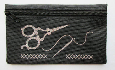 Needle & Scissors ~ Small Glitter Gadget Bag (various colors!)