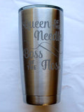 Queen of the Needle/Boss of the Floss Stainless Tumbler  20 oz