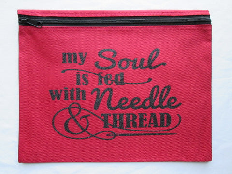 My Soul Is Fed... ~ Black Glitter Project Bag