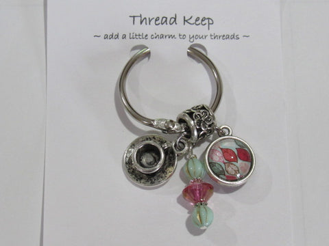 Pink/Green Tea Cup Thread Keep  - **Very limited # available!