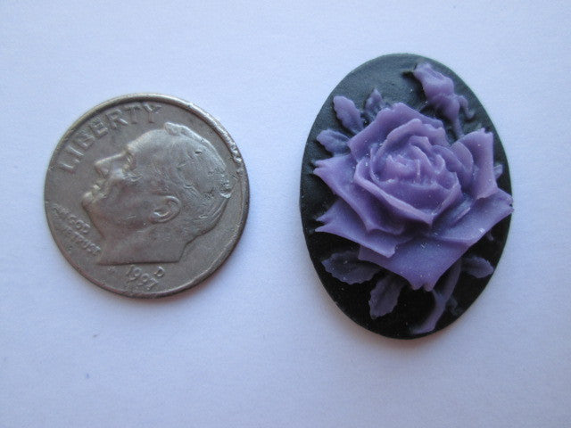 Needle Minder ~ Small Purple Rose on Black