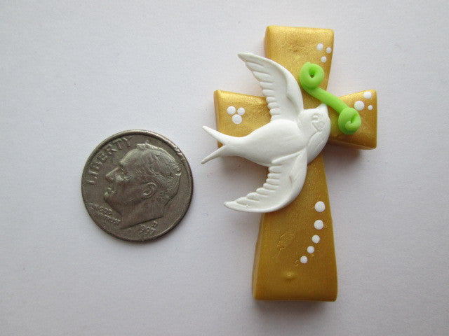 Needle Minder - Golden Cross w/Dove (Clay)