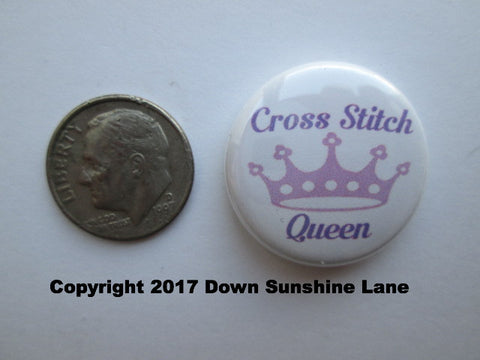 1" Button Magnet ~ Cross Stitch Queen