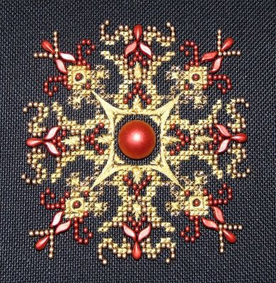 Northern Expressions Needlework ~ Sparkler #2 Lava Red w/bead pack and silk floss