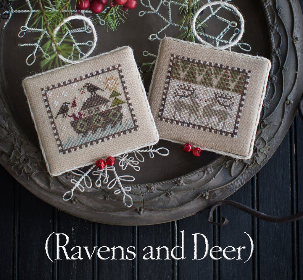 Plum Street Samplers ~ Noah's Christmas Ark #6 ~ Ravens & Deer