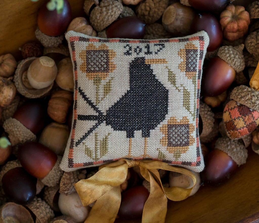 Plum Street Samplers ~ Betsy's Autumn Bird and Acorn