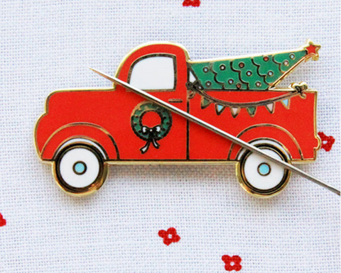 Enamel Needle Minder - Christmas Truck