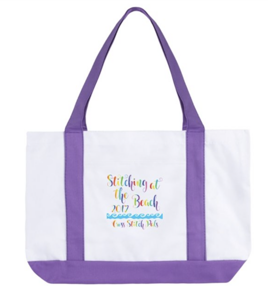 Stitching at the Beach 2017 Colorful Tote Bag w/Pocket – Down Sunshine Lane