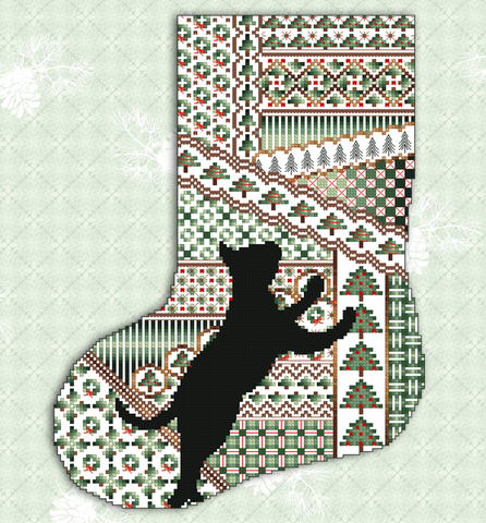 Kitty And Me Designs ~ Cats & Stockings Evergreen