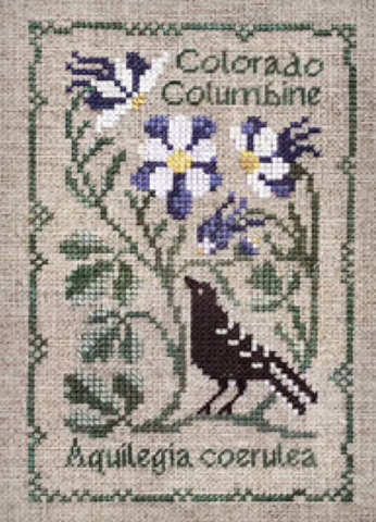 The Drawn Thread ~ BOTANICAL STITCHES - Aquilegia coerulea - Colorado Columbine