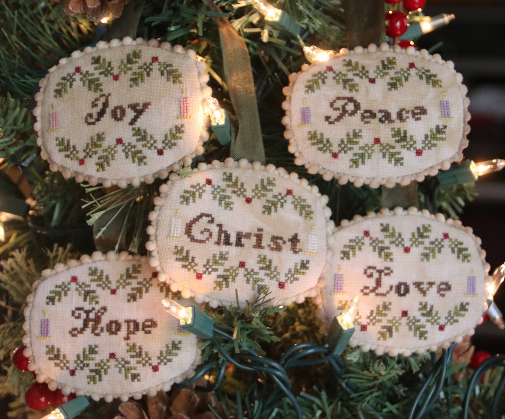 Heartstring Samplery ~ Advent Candles Ornament Set