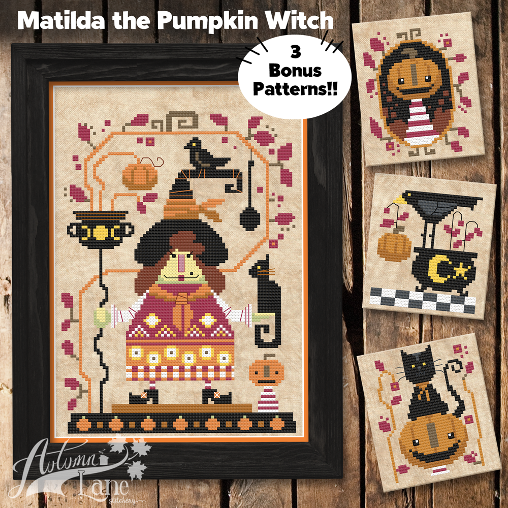 Autumn Lane Stitchery ~ Matilda The Pumpkin Witch
