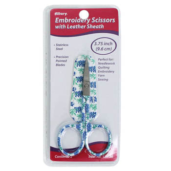 Blue Flower Embroidery Scissors ~ 3 3/4" w/matching sheath