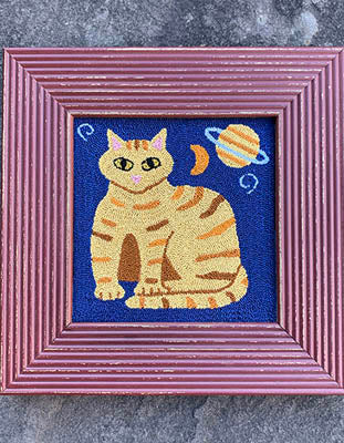 Carriage House Samplings ~ Cosmic Cat (punchneedle)