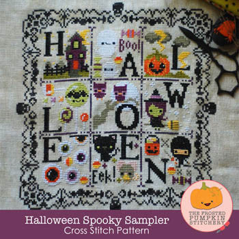 Frosted Pumpkin Stitchery ~ Halloween Spooky Sampler