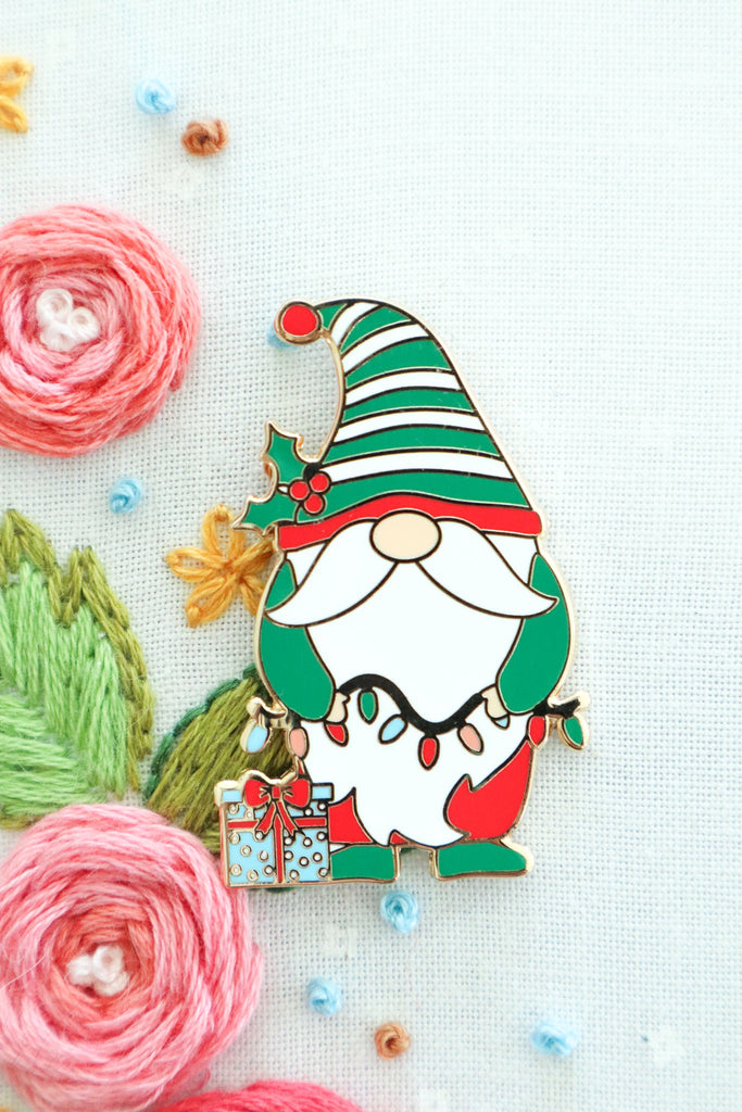 Enamel Needle Minder - Christmas Gnome